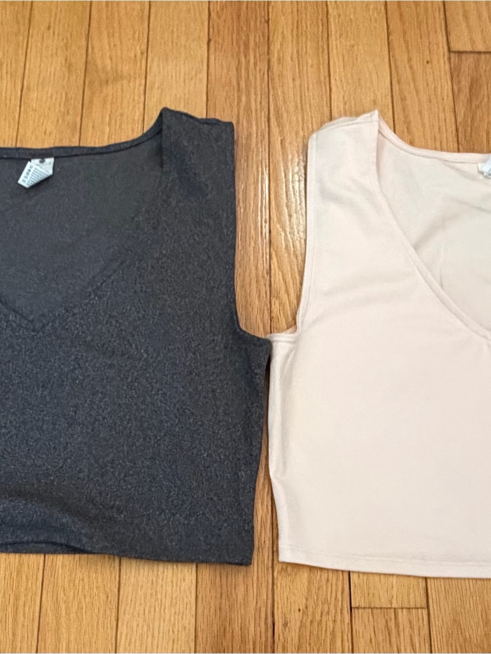 Women's V-Neck Tank Top - Cream and Charcoal